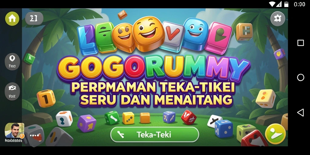 Tampilan antarmuka GOGORUMMY dengan teka-teki yang menarik.