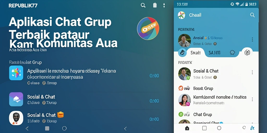 Tampilan antarmuka aplikasi REPUBLIK77 dengan fitur Chat Grup yang menarik.