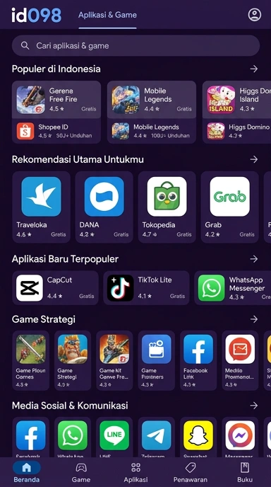 Tampilan katalog aplikasi id098