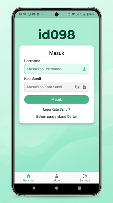 Tampilan halaman login id098